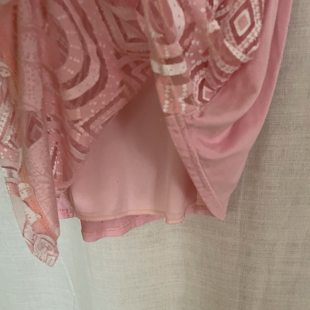 Boho Pink & White Sheer Embroidered Tank - Picture 3 of 4